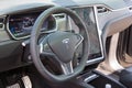 Bordeaux , Aquitaine / France - 10 17 2019 : Digital dashboard on tesla car model s