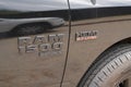 Dodge ram 1500 hemi 5.7 liter truck logo sign and brand text on side suv car door Royalty Free Stock Photo