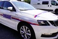 Douane police french car of patrol customs house parked in street