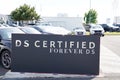 Ds certified forever text brand store and logo automobiles sign shop car dealer second Royalty Free Stock Photo