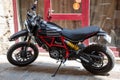 Ducati Scrambler fast house black fuel tank detail motorcycle sign logo and text brand