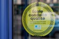 Ecole conduite qualite label logo brand and sign text of french driving school office