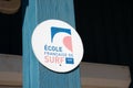 ecole francaise de surf label french surf school logo text with brand sign on facade