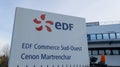 EDF commercial southwest office in cenon logo brand and text sign on panel headquarter Royalty Free Stock Photo