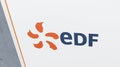 EDF logo brand and text sign facade building office electric utility company Royalty Free Stock Photo