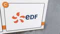 EDF logo sign and brand text on building office facade entrance of French Royalty Free Stock Photo