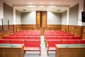 Empty Courtroom interior Court of Law and Justice Trial Stand  Courthouse Before Civil Royalty Free Stock Photo