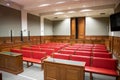 Empty Courtroom interior Court of Law and Justice Trial Stand Courthouse Before Civil