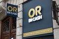 or en cash logo brand and sign text front office facade store buying golden french