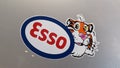 Esso exxonmobil group text sign and lion logo on stickers side of racing car