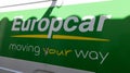 europcar moving your way logo brand and text sign on side truck panel van side of