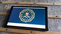 fbi logo brand and text sign on screen tablet computer us federal bureau of Royalty Free Stock Photo