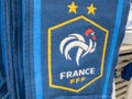 Fff france soccer scarf of the French football team to support with the two stars of