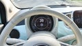 Fiat 500 dashboard car interior of modern new vehicle italian with steering wheel