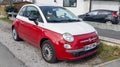 fiat 500 new modern car vintage white red color parked outdoors Royalty Free Stock Photo