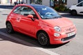 Fiat 500 red neo retro vintage modern car in street side view Royalty Free Stock Photo