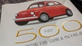 Fiat 500 retro red vintage fashion model old timer car sixties advertising book