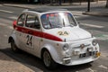 Fiat 500 595 ss abarth sport vintage retro car logo brand and text sign on racing