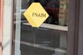 Fnaim sticker text on windows store of real estate agency office window shop logo