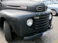 Bordeaux , Aquitaine / France - 06 14 2020 : Ford F100 pickup truck classic car front view in mat black custom paint Royalty Free Stock Photo