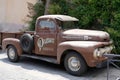 Ford f-2 truck rusty ancient old model harley davidson retro garage vintage car Royalty Free Stock Photo