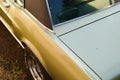 ford mustang muscle car on detail view back and roof of vintage retro automobile