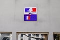 France and europe flag sign with writing liberte egalite fraternite means in french