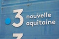 France 3 logo text nouvelle aquitaine Television brand sign entrance office studio