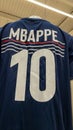 French football team shirt with the player`s number 10 Mbappe France National soccer