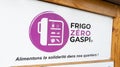 Frigo zero gaspi brand text and logo sign in french city means zero waste fridge Royalty Free Stock Photo