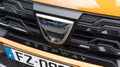 Front logo detail of new stepway sandero Dacia car Romania manufacturer Royalty Free Stock Photo