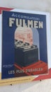 Fulmen text sign and logo brand on old ancient retro advertising poster french for