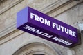 from future facade entrance logo text store wall signage shop fashion retailer sign