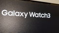 Galaxy watch3 logo sign text of new modern Samsung electronic watches Royalty Free Stock Photo