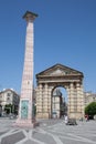 Bordeaux , Aquitaine / France - 11 19 2019 : Aquitaine Gate arch column on Place de la Victoire Square Bordeaux France