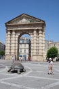 Bordeaux , Aquitaine / France - 11 19 2019 : Gate of Aquitaine Victory Square with bronze sculptures of giant tortoise bordeaux