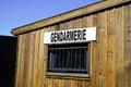 Gendarmerie french police military text on windows office building