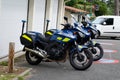 Gendarmerie National military Police french motorbike parked on the street with yamaha