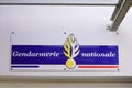 Gendarmerie nationale french police military text logo and brand sign on wall office
