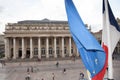 Bordeaux , Aquitaine / France - 11 19 2019 : Grand Theatre opera theatre in Bordeaux France with eu and france flag in wind