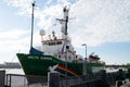 Greenpeace Arctic Sunrise ship on bordeaux harbor green boat Royalty Free Stock Photo