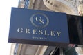 Gresley menswear logo sign of store luxury fashion of specialist man clothing shop