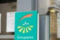 Groupama logo and text sign front of entrance office store french brand insurance