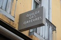 Guilde des orfevres logo and text boutique shop commercial sign in the street for store