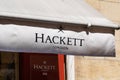 Hackett London logo brand and sign text front of store fashion clothes shop