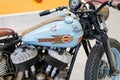 Harley davidson detail motorbike with logo sign on fuel custom paint tank of american