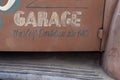 Harley davidson garage brand logo and text sign motorcycle vintage on old rusty truck Royalty Free Stock Photo