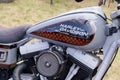 Harley Davidson Motorcycle Detail tank text sign and brand logo motorbike us gray bike