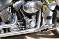 Harley davidson softail roadster motorbike engine chrome detail engine of american Royalty Free Stock Photo