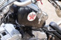 Harley davidson Texaco Sign logo and brand text on petrol fuel tank of Texas Company